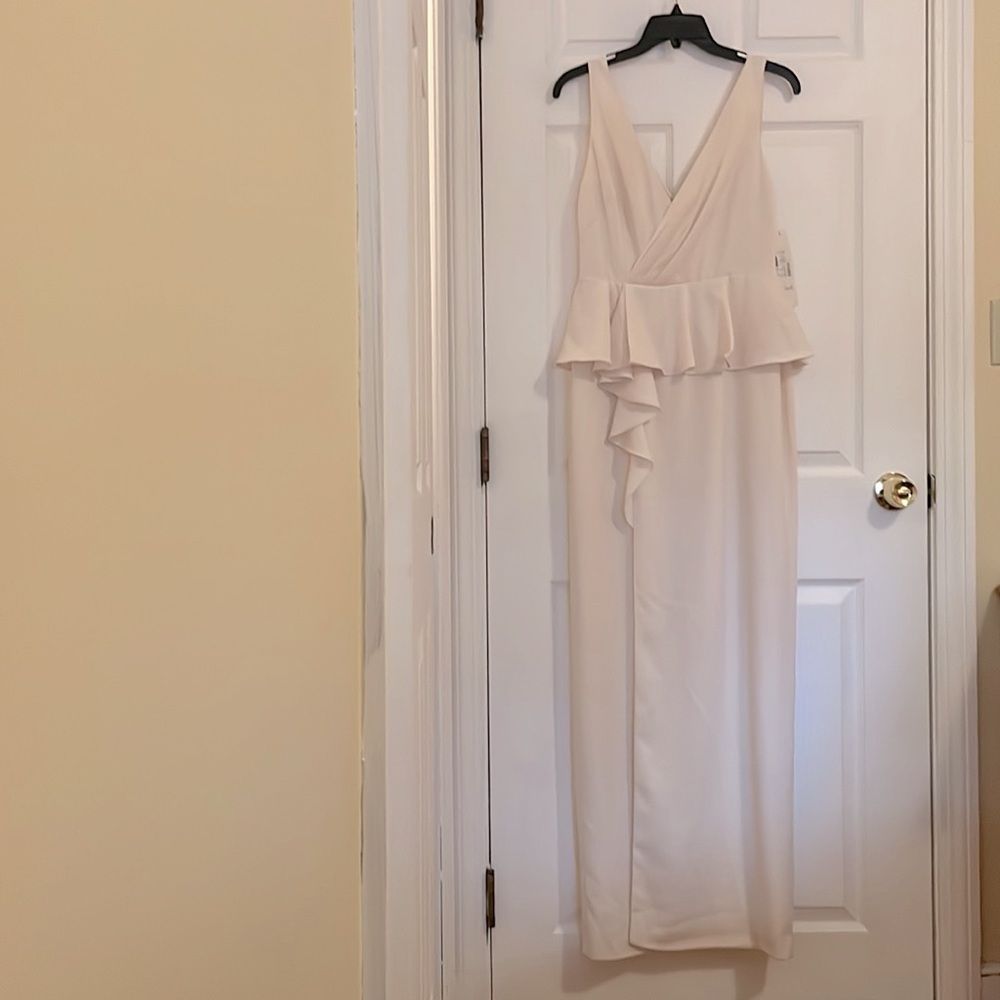 ML Monique-lhuillier Shell Crepe Ruffle Peplum Dress